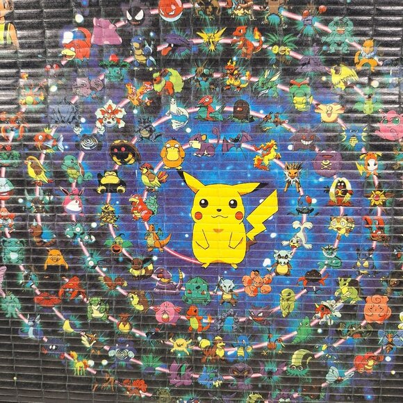 Pokemon Bamboo Wall Scroll Pikachu Anime Art Vintage 1990s - Picture 9 of 16